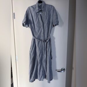 Banana Republic Factory Striped Linen Midi Dress NWT